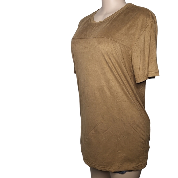 Soft Faux Suede Tan Short Sleeve Top - Picture 1 of 7